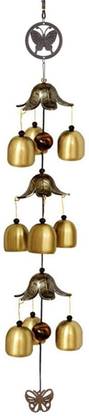 Trusmile Home Decor Hanging Long Brass Bells Gifts for Loved Ones 9 Bells Brass Windchime