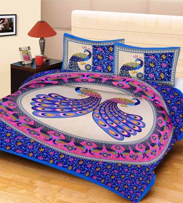 SHIVAY HANDICRAFTS Cotton Double Flat 100 TC Printed Bedsheet