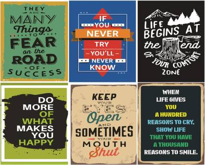 Combo Pack of 6 HD Motivational Wall Posters and Inspirational Quotes for Office,Gym,Cafe,Hostel room,Study centre,Wallpaper,Wall hanging and Home 300GSM Thick Paper, (13 inch X 19 inch, Rolled) Paper Print
