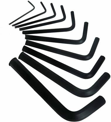Paradise Tools India Hex Key Allen Key LN Key L Shaped Ring Set, Black Phosphate, Pack of 10 from 1.5 to10 mm Allen Key Set