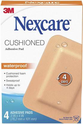 Nexcare Absolute Waterproof Adhesive Gauze Pad, 3 Inches X 4 Inches Bandage Protector