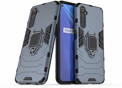 ELEF Back Cover for Realme 6 Pro D5 Iron Man Heavy Duty Shockproof Armor Metal Rotating Ring Holder Kickstand Case