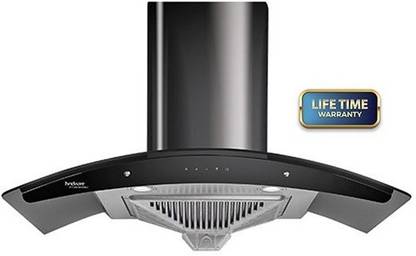 Hindware Zavio Plus 90 Cm Wall Mounted Chimney For Kitchen, Auto Clean With PDCA Housing Motor Black Hood 1200 M3/Hr With Free Installation Kit (SS Baffle Filter,Touch Control,Lifetime Warranty) Auto Clean Wall Mounted Black 1280 CMH Chimney