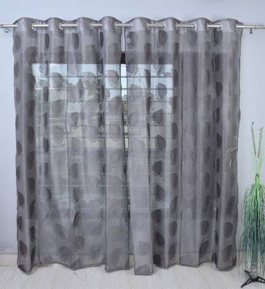 Homefab India 213.5 cm (7 ft) Door Polyester Semi Transparent Curtain (Pack Of 2)
