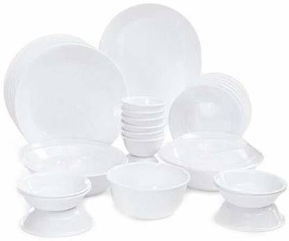 CORELLE Pack of 30 Ceramic Round Winter Frost White Dinner Set 30 Pieces Dinner Set
