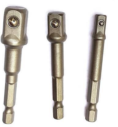 Tulsway Hex Drive Stainless Steel Power Drill Socket Extension Bit Adaptor Set (1/4" 3/8" 1/2" inches) -3 Pieces