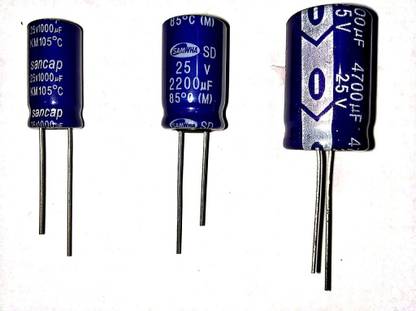 RISARYA ELECTROLYTIC CAPACITOR KIT OF 1000uf/25V,2200uf/25V,4700uf/25V 1PCS EACH Electronic Components Electronic Hobby Kit