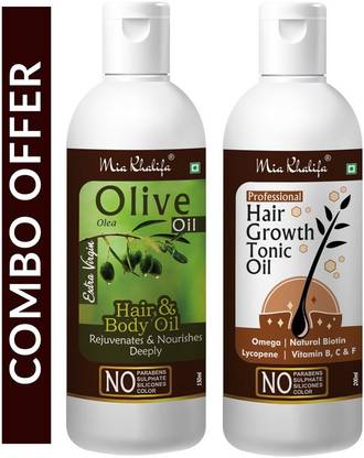 मिआ खलीफा 100% प्योर ऑलिव ऑइल बालों के रिग्रोथ और शरीर को सपोर्ट करने के लिए, रेजुवेनेट और नरिश करता है बालों के दोबारा उगने के लिए डीपली 150 ML 100% प्योर और नैचुरल हेयर ग्रोथ टॉनिक, एंटी हेयर फॉल 200 ML (2 बोतल का सेट) (350 ML) केश तेल