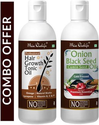 Mia Khalifa 100 % Pure and Natural Hair Growth Tonic For Hair Regrowth, Anti Hair Fall 100 ML + Onion Black Seed Hair Oil Preventing Hair Loss & Promoting Hair Growth Oil 150 ML(Set of 2 Bottle) (250 ML) Hair Oil