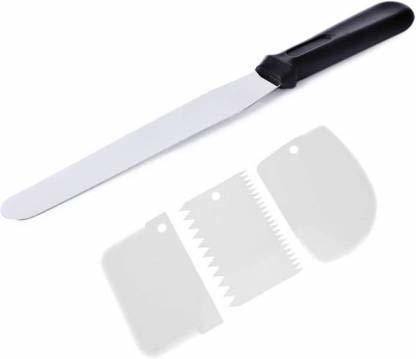 noble foods 3 scrappers for Cake Decoration and Designing and 1 Spatula for Icing Smoothing Kitchen Tool Set Kitchen Tool Set