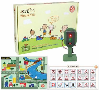 Butterfly FIelds Road Traffic Signs Learning Toys for Girls Boys 5 Years 6 Years 7 Years, Board Games for Kids, Route Map to School, Learn Signs & Symbols, Make Battery Operated Traffic Lights