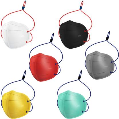 SWADESI STUFF Head Loop N95 Multi Color Washable and Reusable CE, ISO, FDA & WHO-GMP Certified Anti-Pollution Dust Mask with Five Protective Layers