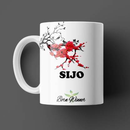 Beautum Sijo Name Printed White Ceramic (350)ml Model NO: BRNWIN20592 Ceramic Coffee Mug