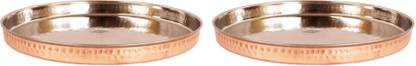 IndianArtVilla Steel Copper Dinner Plate Thali, Dinnerware & Tableware, Set of 2 Dinner Plate