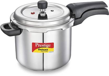 Prestige Svachh Deluxe Alpha 5.5 Litre Stainless Steel Pressure Cooker 5.5 L Outer Lid Induction Bottom Pressure Cooker