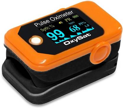 Oxysat Finger Tip Pulse Oximeter with SpO2, Perfusion Index and Pulse Rate readings, OLEDs Display and 18 months warranty Pulse Oximeter