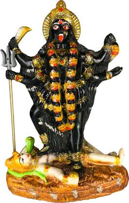 BLISSFUL Goddess Kali Mata Devi Idol Handicraft Statue Jai Kali Maa, Spiritual Pooja Figurine, Religious Murti Pooja Gift Item Decorative Showpiece / Home Décor / Temple / Living Room / Table / Office, Unbreakable for Car Dashboard Decorative Showpiece  -  25 cm