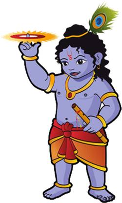 nirmal décor 50 cm Little Krishna With Sudershan Magnetic Sticker