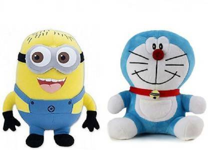 RBB HUB doraemon-25cm and minion - 30 cm (Blue, Yellow, Multicolor)  - 30 cm