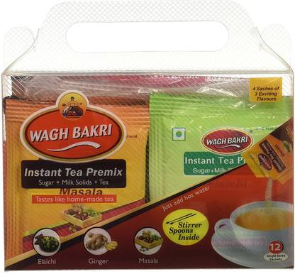 Waghbakri Instant Tea Premix Combo, 168g (12 Sachets Pack) Black Pepper Instant Tea Pouch
