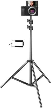 Allmusic 2.1 Meters / 6.8 feet Big Tripod Light Black Aluminum Alloy Photography Light Stand with Mobile Clip Holder Best Use for Make Videos on Tiktok,Vigo Video,Snapchat,YouTube (Mobile,DSLR,Camera,projector,Video Camera) Tripod