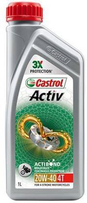 Castrol Activ 4T 20W-40 Petrol Engine Oil for Bikes (1L) Synthetic Blend Engine Oil