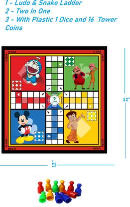 VSM Ludo & Snake Ladder with Laminated Paper Wooden Board 12-12 Party & Fun Board Game