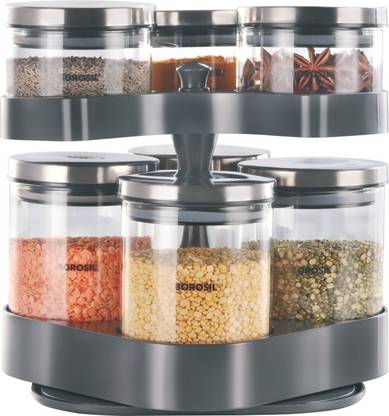 BOROSIL Classic Jar Set of 7  - 300 ml, 600 ml काँच ग्रोसरी कंटेनर