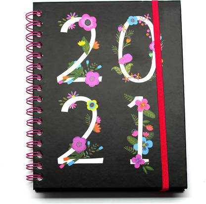 NAVNEET Wiro Bound 18 Month Planner (2020 to 2021) with Elastic Band Regular Notebook Ruled 114 Pages