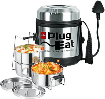 cello Electro Electric Lunch Box with 3 Containers (Silver) 3 Containers Lunch Box