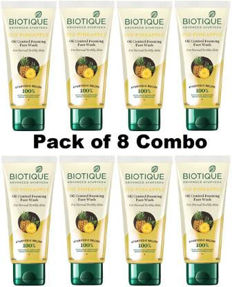 BIOTIQUE Pack of 8 Bio Pineapple Oil Control Foaming  100ml ( For All Skin Types ) Face Wash