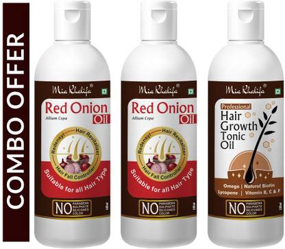 Mia Khalifa Red Onion Oil with Redensyl + Hair Revitalizer, Hair Regrowth & Hair Fall Control Hair Oil 100 ML X 2 (200 ML) + Pure and Natural Hair Growth Tonic For Hair Regrowth, Anti Hair Fall 100 ML Hair Oil