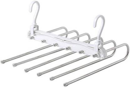 MIXINPRO 6in-1 upgraded Trouser Pants Hangers Space Saving Open Ended Space Saving Hangers for Pants Jeans Scarf Stainless Steel Jeans Hangers Multi-function Pants Rack for Closet Pants Organizer Hangers Non Slip Steel Trousers Hanger For  Trousers