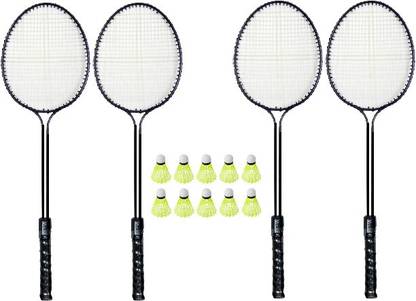 मोनिका स्पोर्ट्स 4 Pc Double Shaft Racquet + 10 Shuttle बैडमिंटन किट