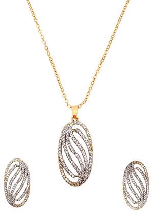 Sia Art Jewellery American Diamond Traditional Fashion Jewellery of Pendant Set with Earring for Girls & Women Metal Pendant