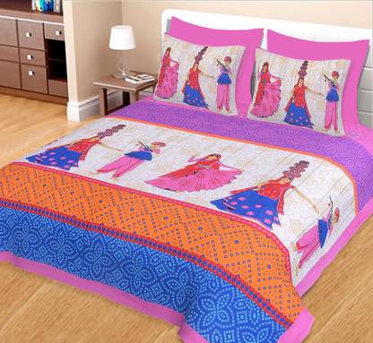 Sonal Textiles 140 TC Cotton Queen Printed Flat Bedsheet