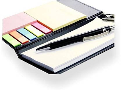 PAPERLLA NEW WHITE MEMO PAD/Memo Book with Sticky Notes & Clip Holder with Pen for Gifting Pocket-size Note Pad UNRULED 50 Pages