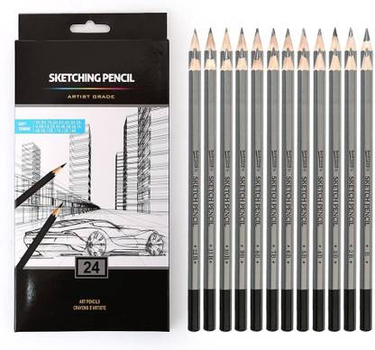 Helliot Art Pencils 14B, 12B, 10B, 9B, 8B, 7B, 6B, 5B, 4B, 3B, 2B, B, HB, F, H - 9H, Graphite Shading Pencils for Beginners & Pro Artists Pencil