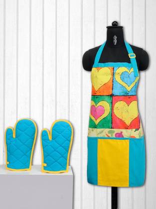 SWAYAM Blue, Yellow Cotton Kitchen Linen Set