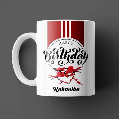 Beautum Happy Birthday Ruhanika Name White Ceramic Coffee Model BHYBD018058 Ceramic Coffee Mug
