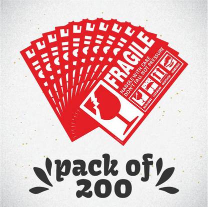 The Print Factory 88.9 cm Fragile/Keep Dry/This Side Up/Upwards/Pressure Label 3"X5" (200) Non-Reusable Sticker
