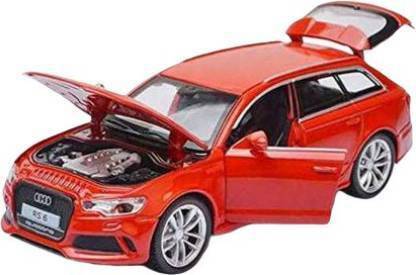 WONDER CREATURES Metal Audi Pull Back Car Toy with Openable Doors, Light and Sounds Effects (Red)