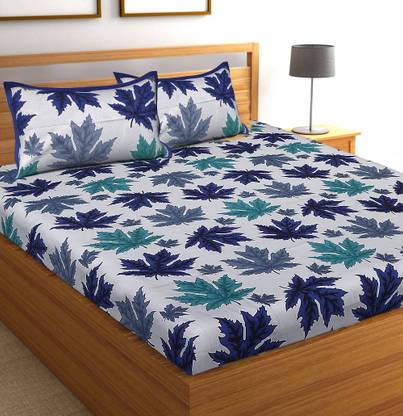 BEDAFFAIR Cotton Queen Flat 144 TC Printed Bedsheet