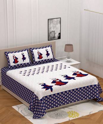 DANEVA FAB Cotton Double Flat 151 TC Printed Bedsheet