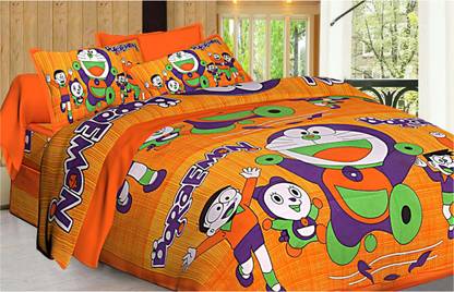 Metro Fabrics 180 TC Cotton Double Printed Fitted (Elastic) Bedsheet