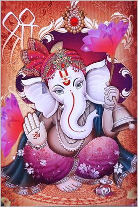 12x18 Beautifull Sparkel Flower ganesh Ji 3D Poster