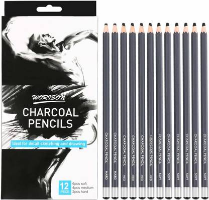 WORISON Artist Sketching And Drawing Charcoal Soft,Medium,Hard Pencil