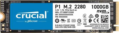 Crucial P1 1 TB Laptop, Desktop Internal Solid State Drive (SSD) (CT1000P1SSD8)