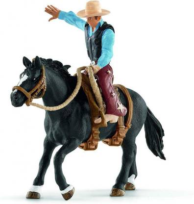 Schleich Saddle bronc riding with cowboy Figure