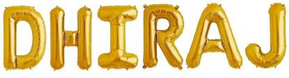 CC&S Solid "DHIRAJ" Name Decoration Letter Foil Balloon For Birthday/Celebration/Surprise/Wedding Party Letter Balloon